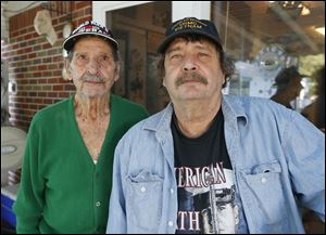 Nick Monica, Sr., 95, left, and his son Frank Monica are both veterans. Nick served in the U.S. Army during World War II. Frank left high school before graduating to join the U.S. Marine Corps during the Vietnam War.