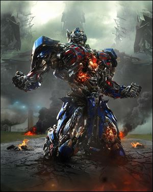 This photo released by Paramount Pictures shows Optimus Prime in the film, 