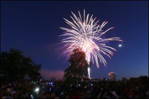 Fireworks during the Star Spangled Celebration at Centennial Terrace on July 3, 2014.