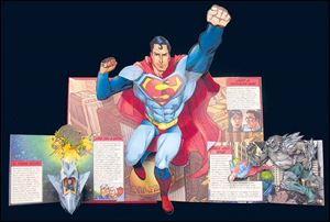 The Superman page from ‘DC Super Heroes: The Ultimate Pop-Up Book,’ by author and illustrator Matthew Reinhart, who will give a free talk at 1:30 p.m. Tuesday at the Main Library.