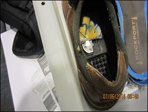 A knife concealed inside the bottom lining of a shoe belonging to a passenger at Detroit Metropolitan Airport in Romulus, Mich.