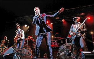 Robin Thicke performs on stage at Wireless Festival at Finsbury Park on July 6 in London.