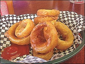 Beer battered fried onion rings.