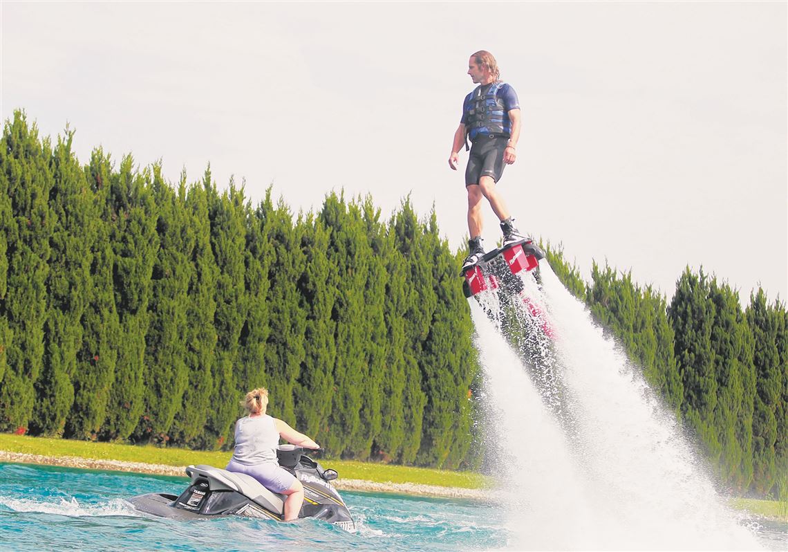 H2O Jet Pack man soars above the waters