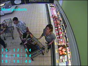 This man and woman were observed stealing meat products.