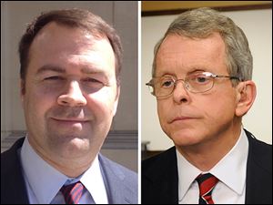 Democratic candidate for Ohio Attorney General David Pepper, left, and incumbent Mike DeWine, right.