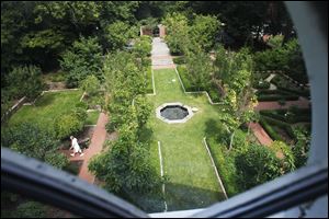 A view of the Shipman Garden from the top floor of the Manor House.