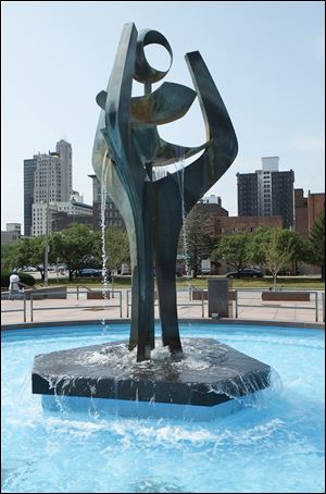 The fountain at One Government Center downtown was shut off Wednesday afternoon, part of a symbolic gesture for water conservation.