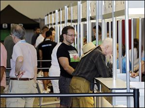 Participants register for the 9th International Gay Games at the downtown convention center in Cleveland.