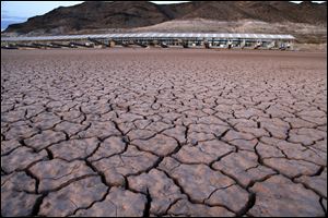 What was once the Echo Bay Marina sits high and dry next to Lake Mead in the Lake Mead National Recreation Area in Nevada.