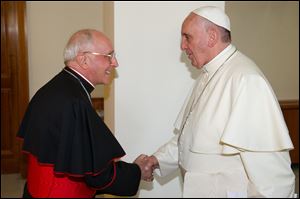 Pope Francis is sending Cardinal Fernando Filoni, left, as his personal envoy to Iraq to show solidarity with Christians who have been forced from their homes by Islamic militants.