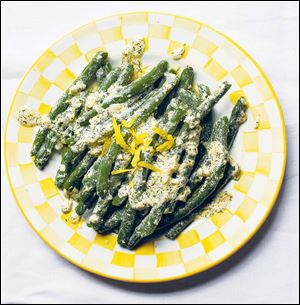 Young green beans with lemony-cream sauce.