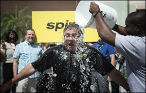 Spirt Airlines President and CEO, Ben Baldanza  takes the Ice Bucket Challenge at the companys Miramar, Fla. headquarters. I lost my mother to ALS, said Baldanza  Anything I can do to help bring awareness and help support the Florida Chapter of the ALS Association, Im willing to do