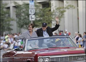 Francine, left, and Dal Lawrence serve as grand marshalls of the parade.
