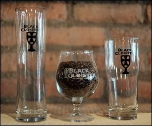 Custome-made beer glasses for Black Cloister.