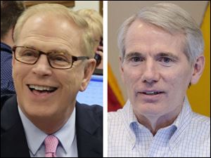 Former Ohio governor Ted Strickland, left, and Sen. Rob Portman, right.
