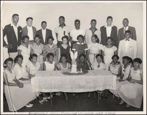 George Armstrong, back row second from right, stands with his 1955 Monroeville high school class. It was one of about 5,000 black schools built with support from Sears, Roebuck and Co. President Julius Rosenwald.