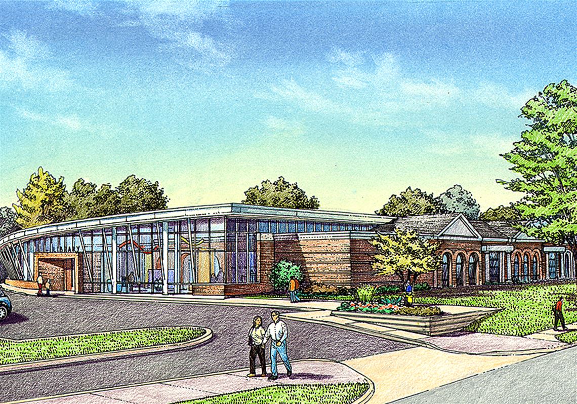 Toledo-Lucas County Public Library officials hope to begin construction this summer to renovate its Sylvania Branch, shown in an architect’s rendering.
