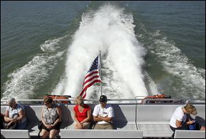 Passengers on the Jet Express Ferry travel to Put-in-Bay, Ohio, for fun on the island. But algal blooms put a damper on charters when the boats can’t get out of the green water. 