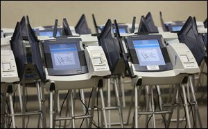 Voting machines at the Early Vote Center in October of 2017.