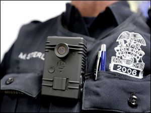 Toledo Police Officer Michelle Sterling wears a body camera.