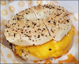 Egg and cheddar cheese Eggel at Barry Bagels.
