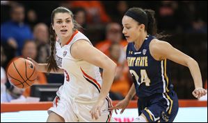 BGSU's Andrea Cecil steals the ball from  Kent State's Alexa Golden during Wednesday's game at the Stroh Center in Bowling Green.