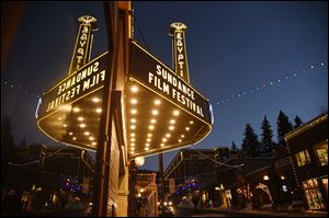 In this Jan. 18, 2017 file photo, The Egyptian Theatre is pictured on the eve of the 2017 Sundance Film Festival in Park City, Utah. This year's film festival runs through Jan. 28, 2018. 
