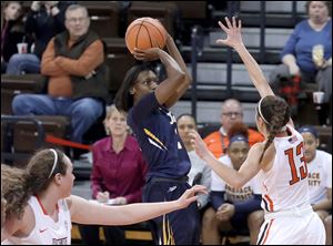 Mikaela Boyd, pictured in a game earlier this season, scored 18 points, but Toledo lost 67-58 at Miami.