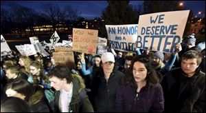 Demonstrators gathered on Michigan State University's campus to call for more changes in leadership at the university.