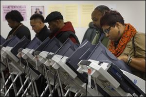 Voters at the Lucas County Early Voting Center in Toledo November 7, 2017.