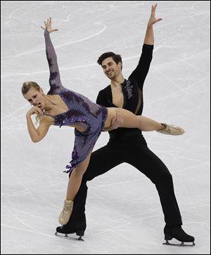 Former Sylvania resident Madison Hubbell and her partner, Zachary Donohue, placed third in the ice dance, short dance program at the 2018 Winter Olympics in Gangneung, South Korea, Monday, Feb. 19, 2018. 
