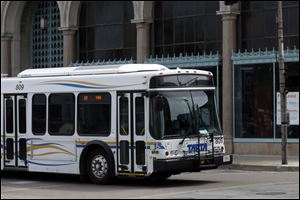 TARTA buses make their rounds Thursday, May 17, 2018, in Toledo. 