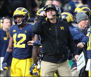 Michigan head coach Jim Harbaugh will try to avoid becoming the first UM coach to lose his first four games against Ohio State this year.