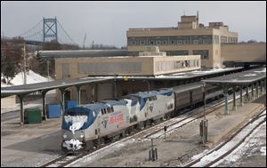 A Chicago-bound Amtrak train makes its stop in Toledo in November of 2014.