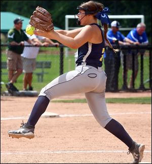 Whiteford Bobcats' Lindsey Walker pitches during the state championship last season.