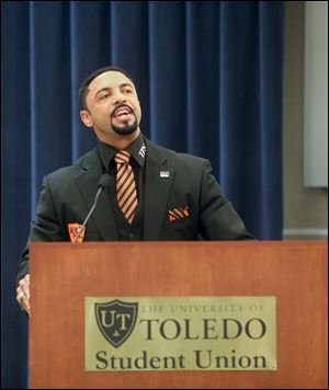 Superintendent of Toledo Public School Dr. Romules Durant speaks at theBoys2Men Conference at the University of Toledo on Saturday.  