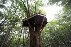 The overlook tower is part of the series of treehouses going up at Oak Openings Preserve Metropark.