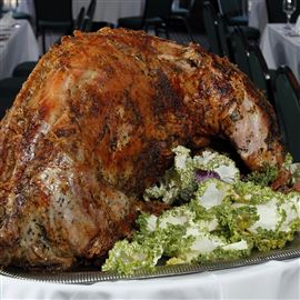 A wild boar prepared for dinner.