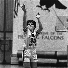 Bowling Green women's basketball player Deanne Knoblauch shoots the ball in a game circa early 1980s.