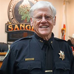 Former Toledo Police Chief Gerald Galvin as shown in early 2020 when he was named interim police chief of the Sanger Police Department in California. (Photo courtesy of CherylSenn/The Sanger Scene )