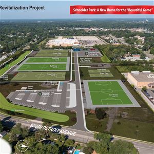 The Schneider Park Revitalization Project is a proposed new soccer complex by Mannik & Smith Group. 