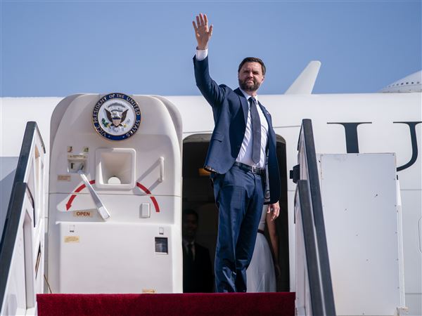 U.S. Vice President J.D. Vance boards Air Force Two en route to Washington, D.C., at Ben Gurion Airport in Tel Aviv, Israel on Oct. 23.