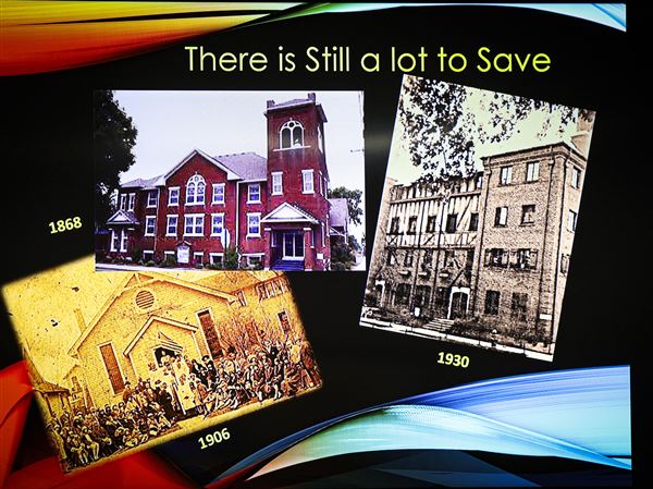Old photographs show what Dorr Street once looked like during a meeting on Nov. 4 at the African American Legacy Project in Toledo.