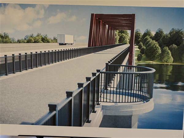 A rendering by DGL Consulting Engineers of a proposed Maumee River pedestrian and bicycle bridge to connect Perrysburg Township and Toledo.