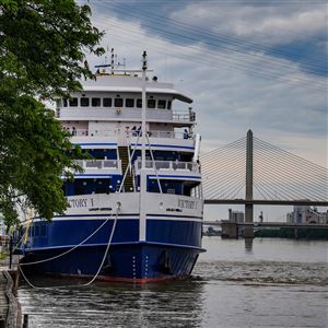 Victory I cruise ship docked at One Maritime Plaza May 30, in Toledo.