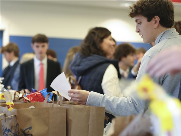 ‘So fortunate to be able to give’: Thanksgiving basket delivery moves St. Francis students