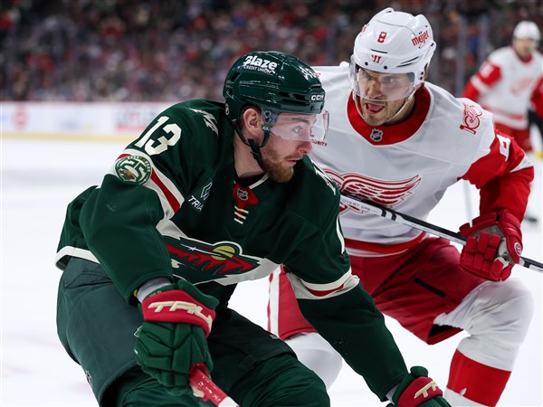Kaprizov scores second goal of game in OT to lift Wild past Red Wings, 4-3