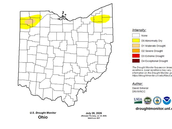 Portions of northwest Ohio classified as abnormally dry